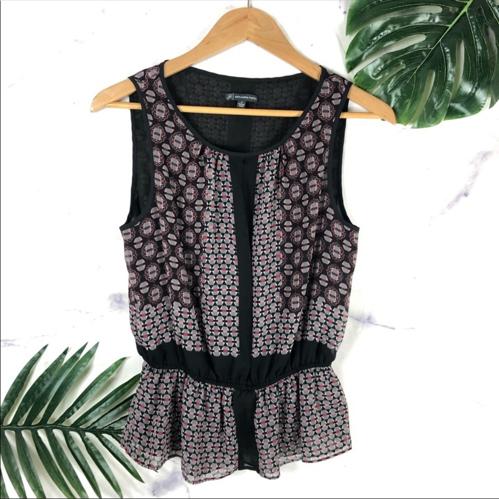 Adrianna Papell Geometric Peplum Sleeveless Top